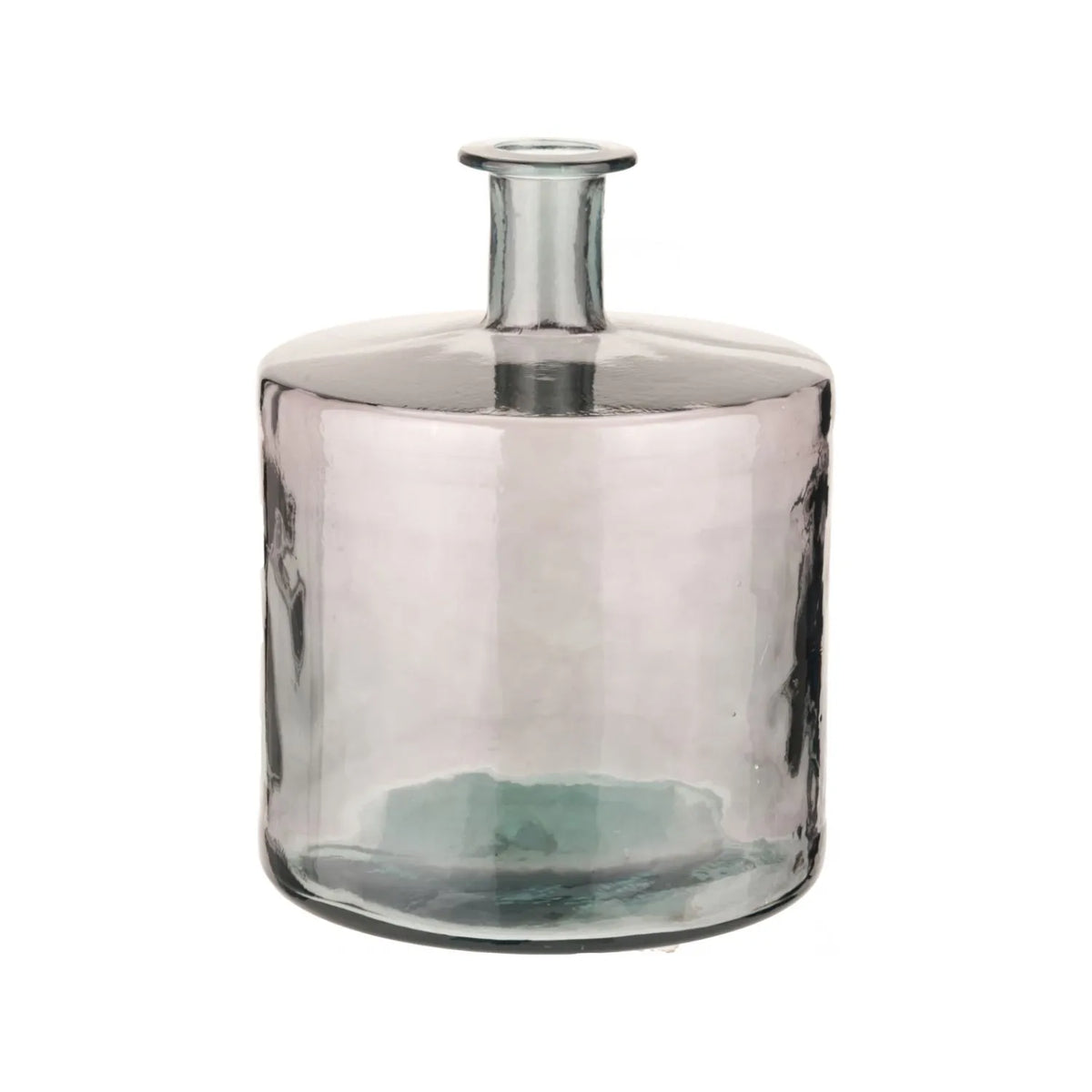 Large Grey Recycled Glass Bottle Vase with Narrow Neck – Wide Decorative Floor Vase 45x35x35cm – Full Product View Showing Wide Bottle Shape & Grey Recycled Glass | Click Style