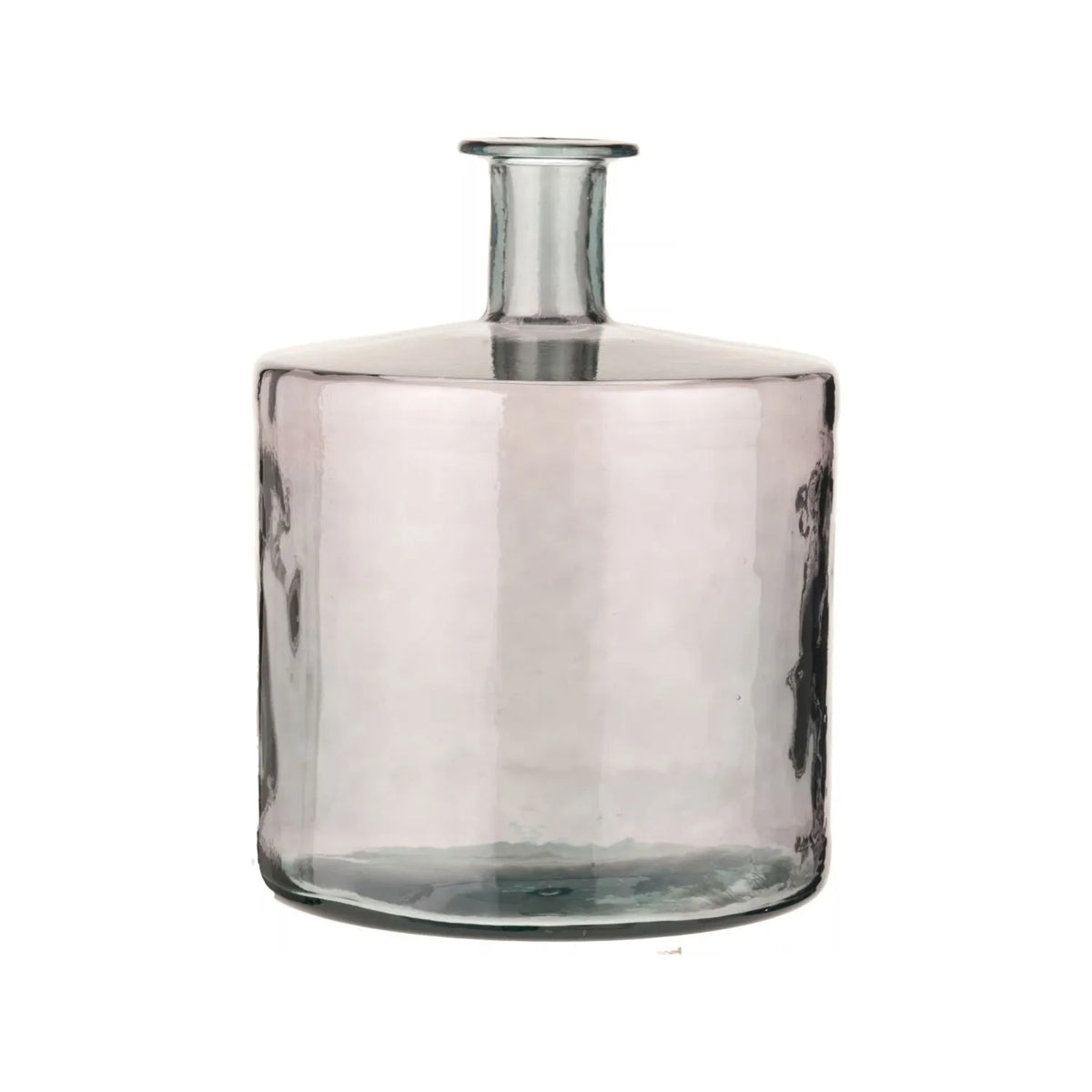 Large Grey Recycled Glass Bottle Vase with Narrow Neck – Wide Decorative Floor Vase 45x35x35cm – Front View Showing Broad Cylindrical Body & Rounded Shoulders | Click Style
