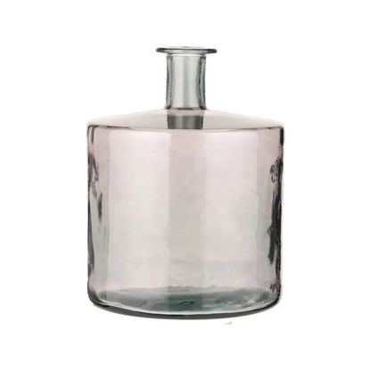 Large Grey Recycled Glass Bottle Vase with Narrow Neck – Wide Decorative Floor Vase 45x35x35cm – Front View Showing Broad Cylindrical Body & Rounded Shoulders | Click Style