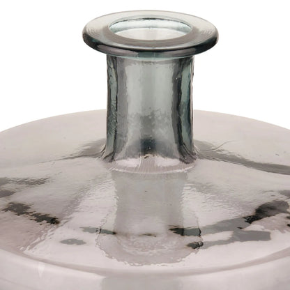 Large Grey Recycled Glass Bottle Vase with Narrow Neck – Wide Decorative Floor Vase 45x35x35cm – Close-Up of Narrow Neck Rolled Rim & Recycled Glass Shoulder | Click Style