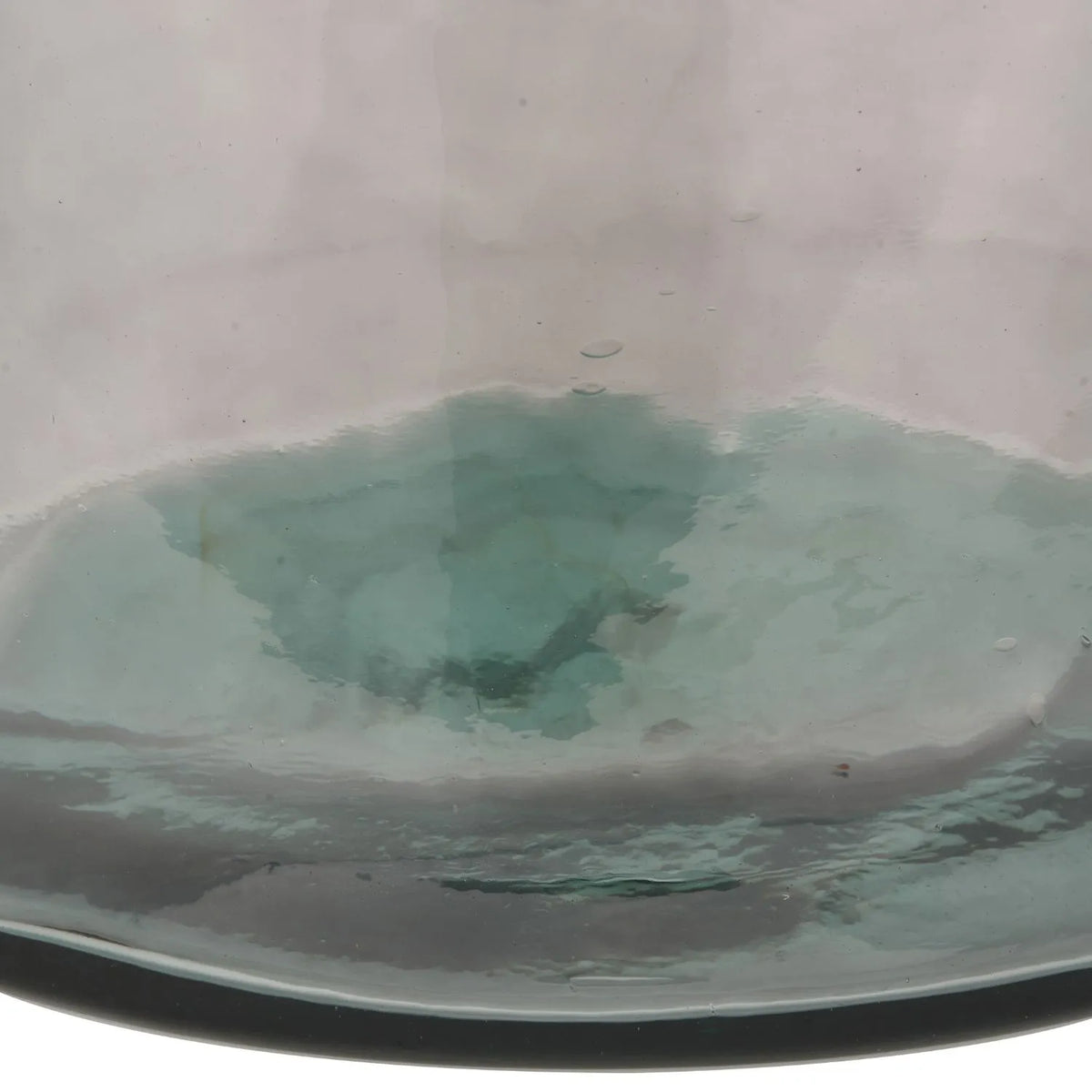 Large Grey Recycled Glass Bottle Vase with Narrow Neck – Wide Decorative Floor Vase 45x35x35cm – Close-Up of Thick Recycled Glass Base & Natural Colour Variations | Click Style