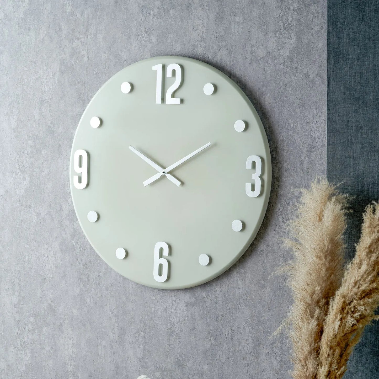 Large Grey Round Retro Metal Wall Clock with Silver Hands & Arabic Numerals 80x4cm - Click Style