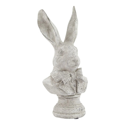 Large Grey Stone-Effect Hare Bust Ornament with Bow Tie & Tuxedo  – Decorative Ceramic Rabbit Centrepiece 38x17cm - Click Style