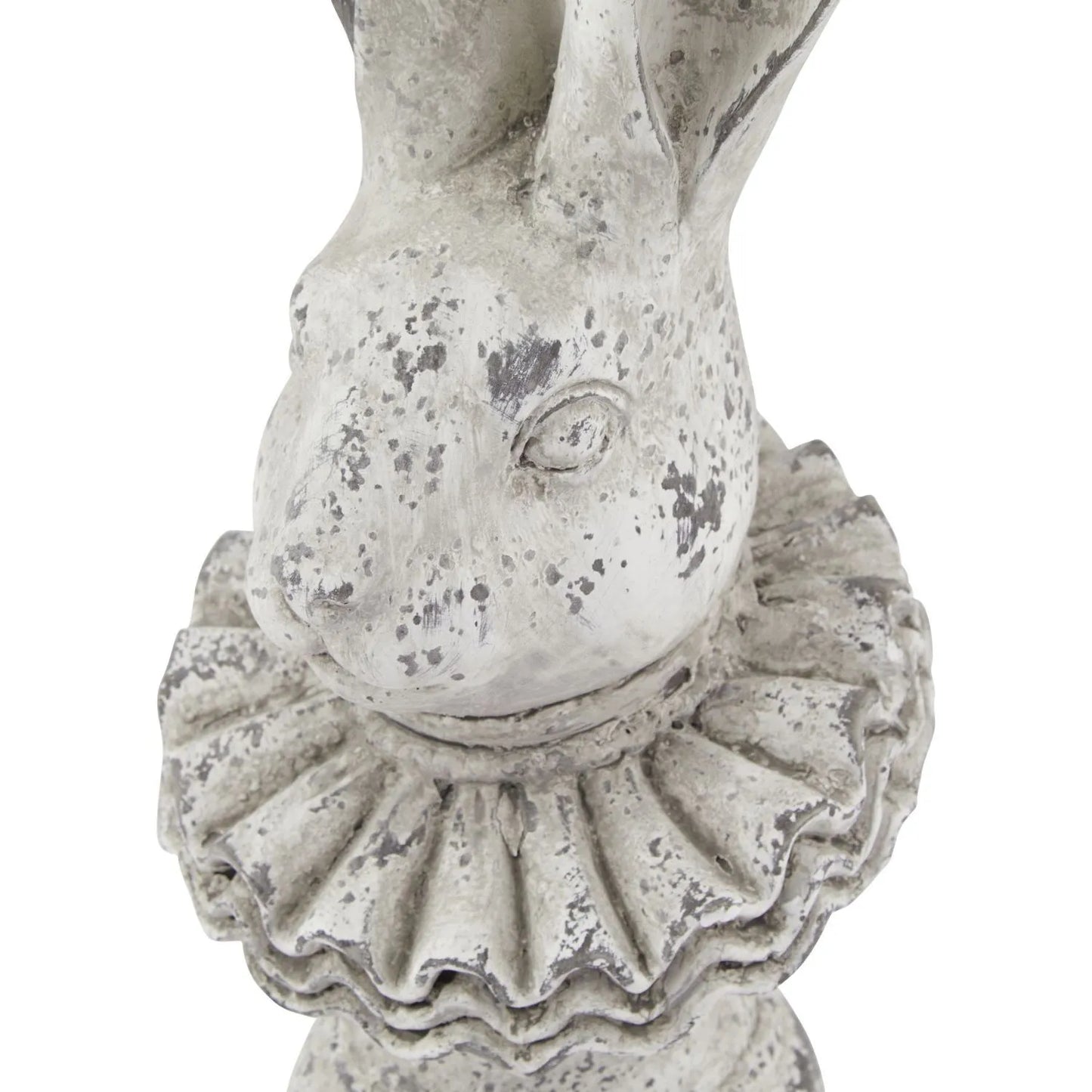 Large Grey Stone-Effect Hare Bust Ornament with Ruff Collar – Decorative Ceramic Rabbit Centrepiece 37x16cm - Click Style