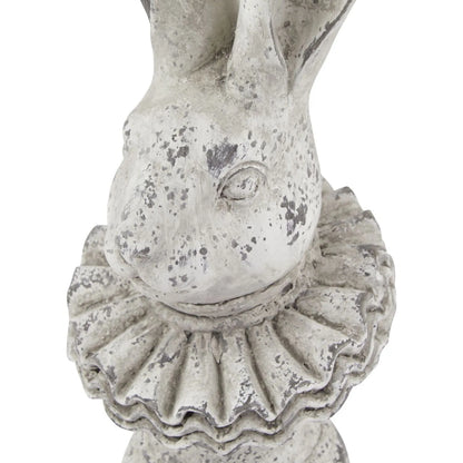 Large Grey Stone-Effect Hare Bust Ornament with Ruff Collar – Decorative Ceramic Rabbit Centrepiece 37x16cm - Click Style