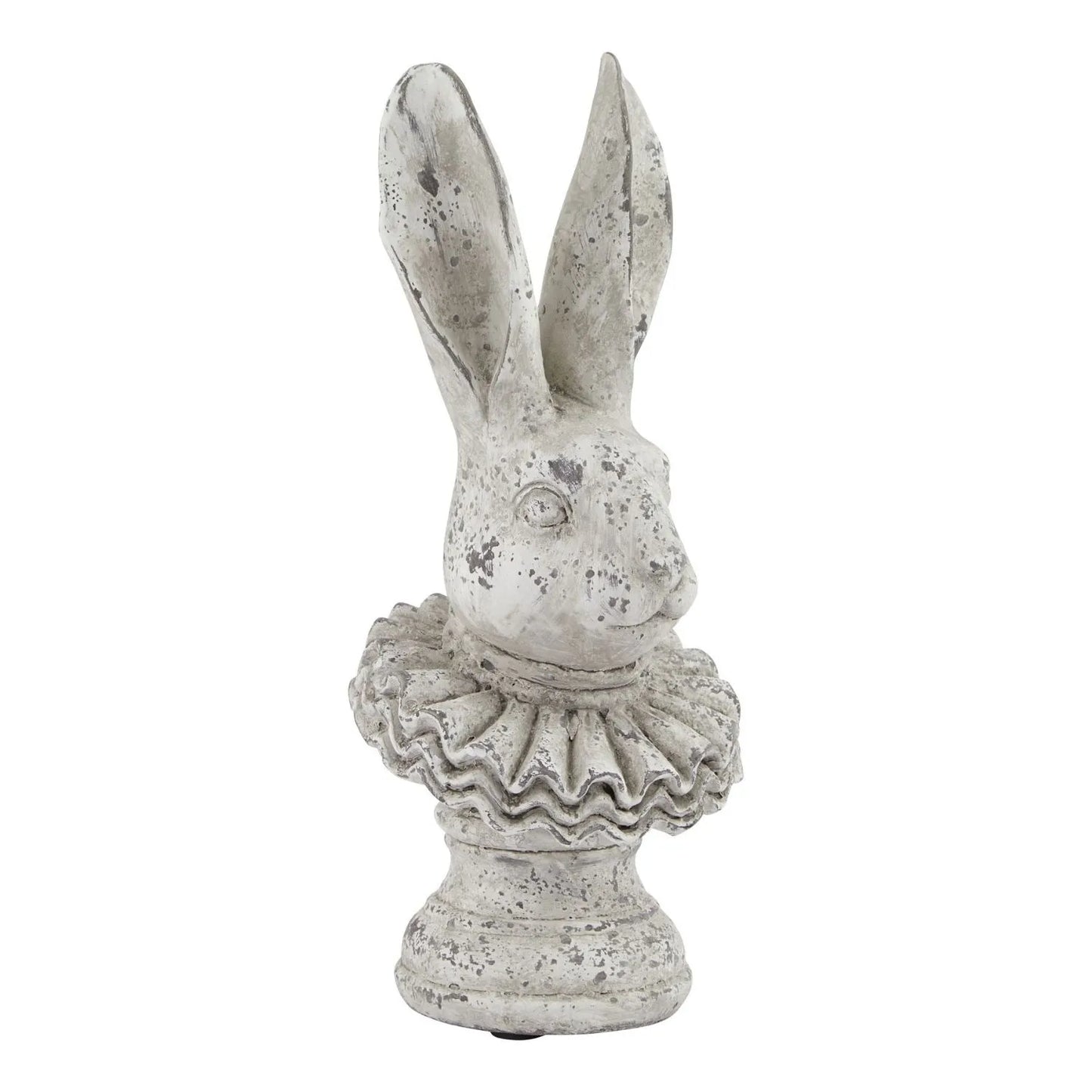 Large Grey Stone-Effect Hare Bust Ornament with Ruff Collar – Decorative Ceramic Rabbit Centrepiece 37x16cm - Click Style