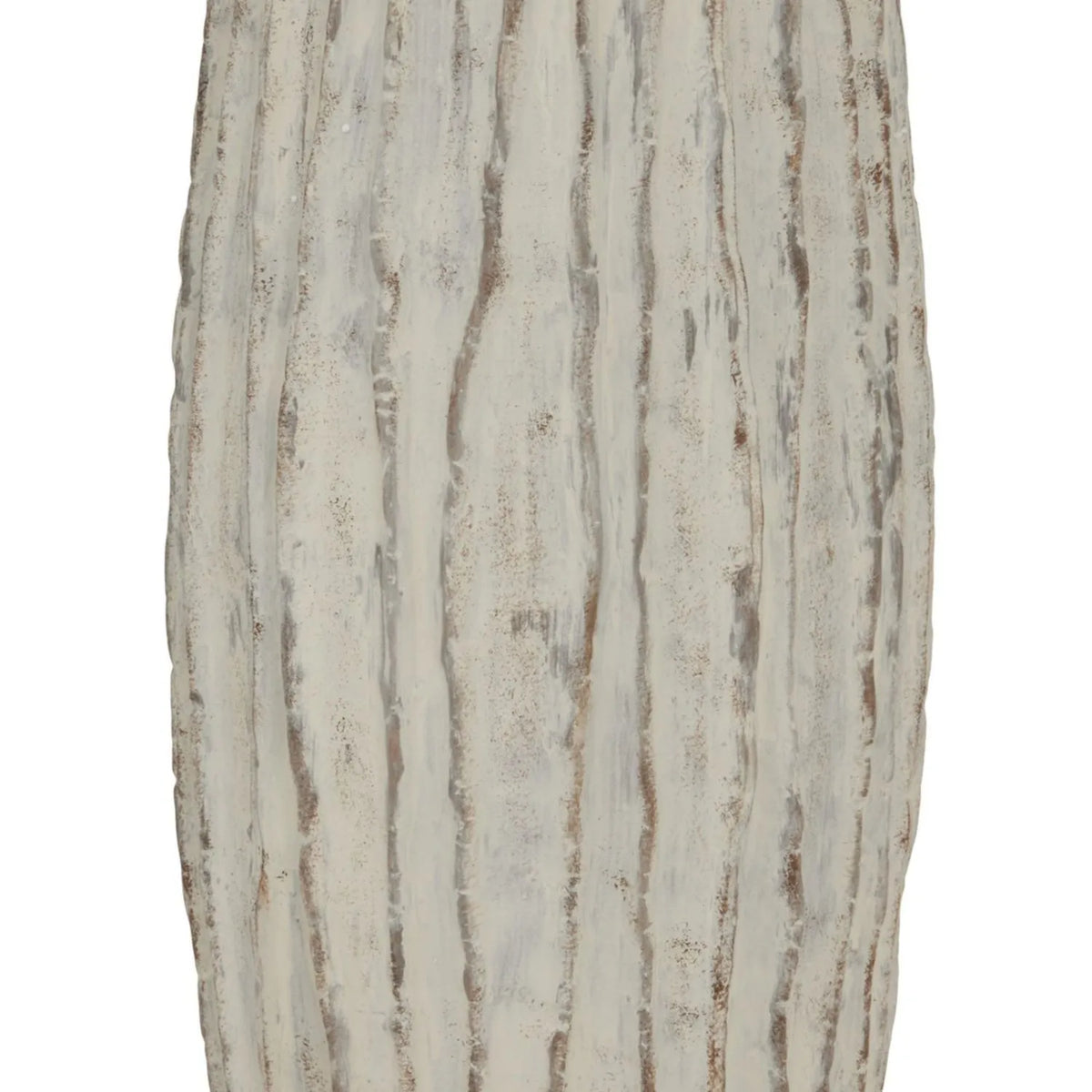 Large Grey & White Washed Ceramic Floor Standing Vase with Raised Vertical Ribbing – Tall Textured Decorative Vase 49x27x27cm – Raised Vertical Ribbing & Grey White Washed Ceramic Surface Detail Close-Up | Click Style