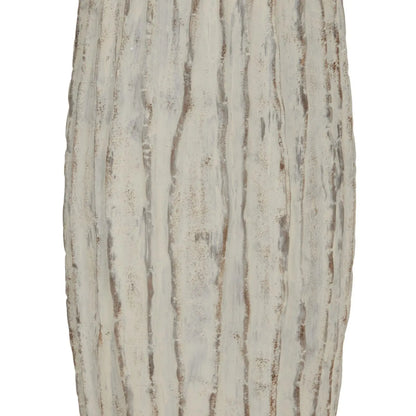 Large Grey & White Washed Ceramic Floor Standing Vase with Raised Vertical Ribbing – Tall Textured Decorative Vase 49x27x27cm – Raised Vertical Ribbing & Grey White Washed Ceramic Surface Detail Close-Up | Click Style