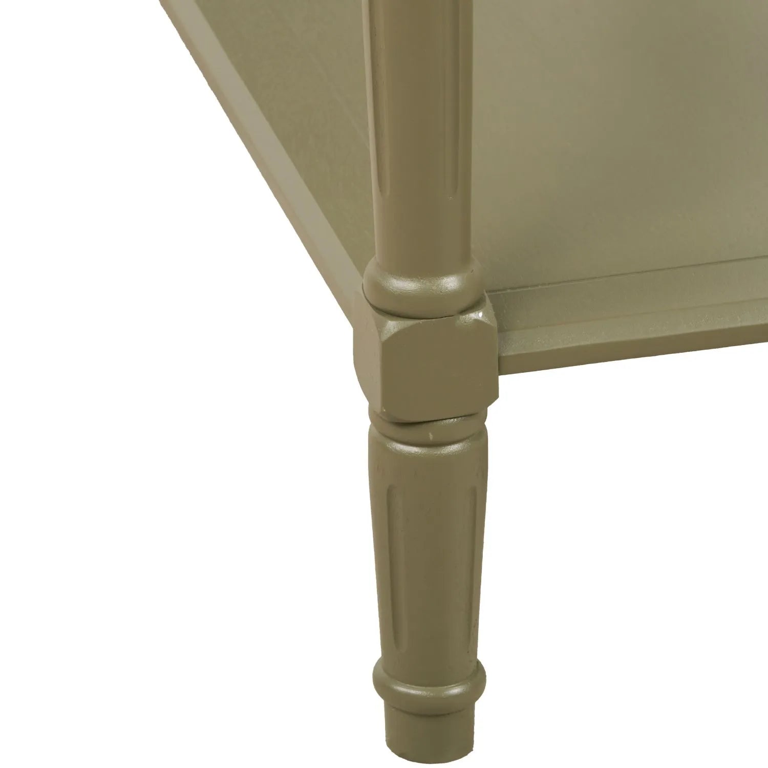 Large Khaki Olive Green Wooden Console Table with Shelf – Long 160cm Pine Hallway Console Table with Turned Legs & Lower Storage 80x160x40cm | Click Style