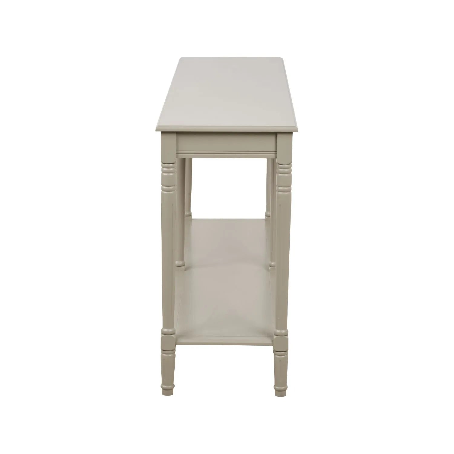 Large Light Beige Wooden Console Table with Shelf – Long 160cm Pine Hallway Console Table with Turned Legs & Lower Storage Side 80x160x40cm | Click Style