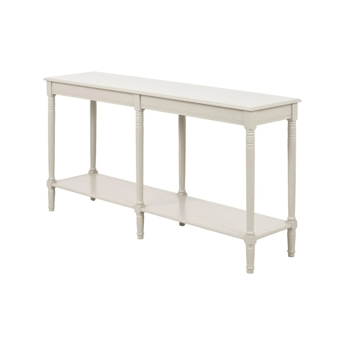 Large Light Beige Wooden Console Table with Shelf – Long 160cm Pine Hallway Console Table with Turned Legs & Lower Storage 80x160x40cm | Click Style