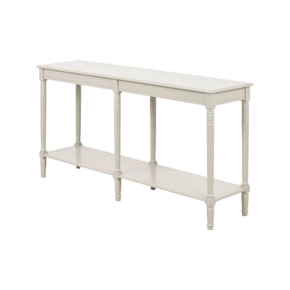 Large Light Beige Wooden Console Table with Shelf – Long 160cm Pine Hallway Console Table with Turned Legs & Lower Storage 80x160x40cm | Click Style