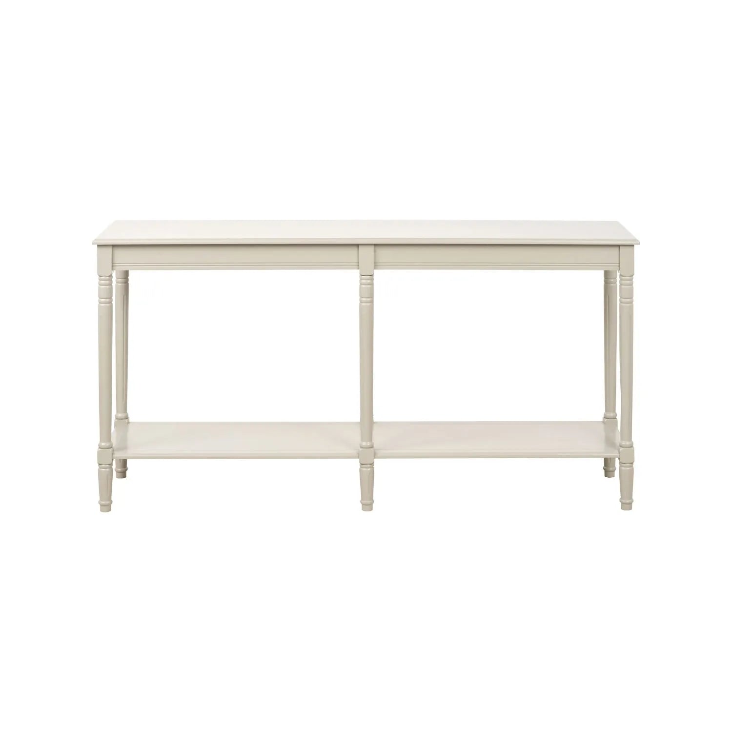 Large Light Beige Wooden Console Table with Shelf – Long 160cm Pine Hallway Console Table with Turned Legs & Lower Storage 80x160x40cm | Click Style