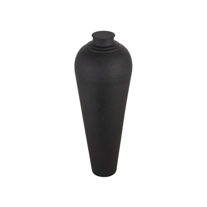 Large Matt Black Hammered Metal Floor Standing Vase with Removable Lid – Tall Tapered Decorative Vase 103x40x40cm – Angled Product View Showing Removable Lid | Click Style