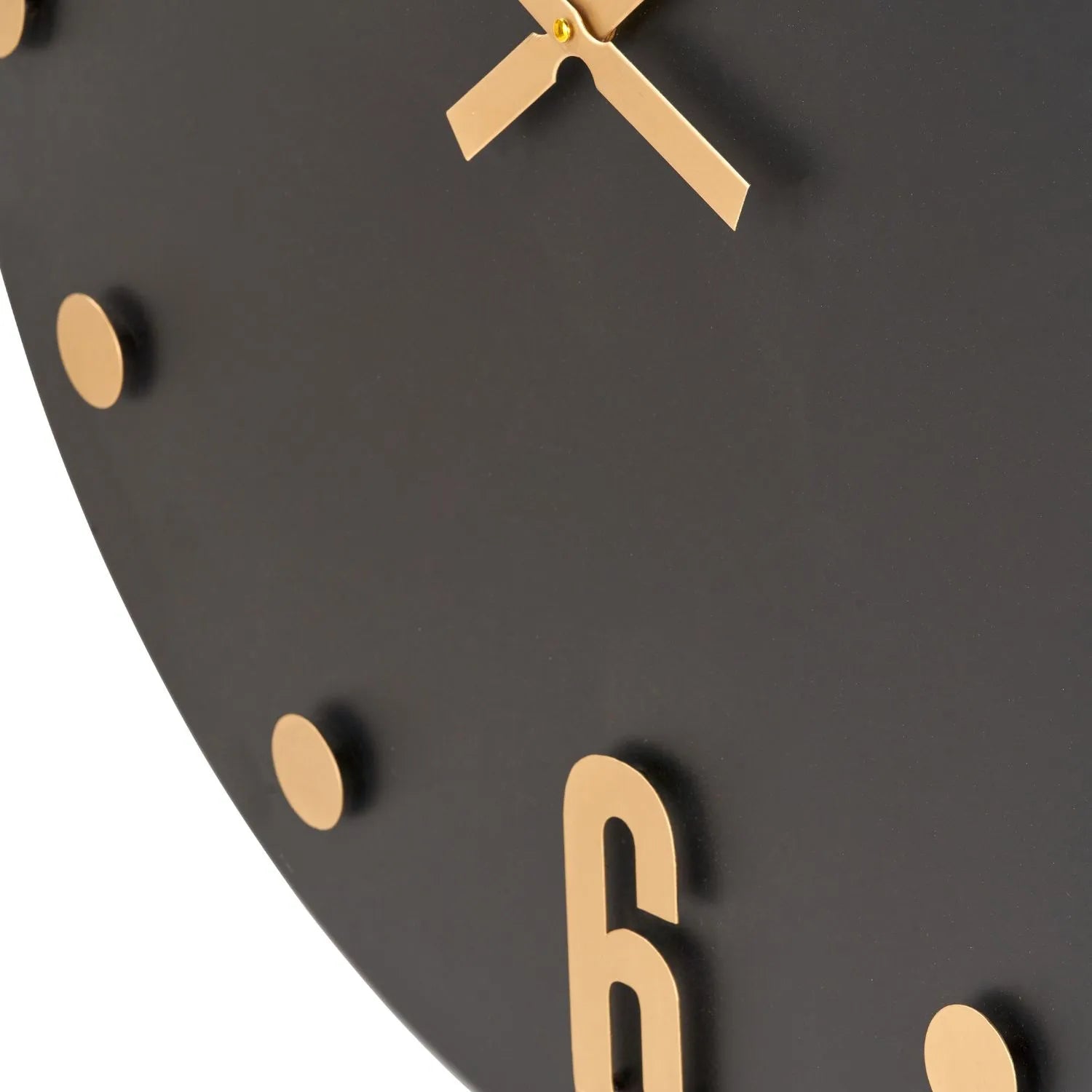 Large Matt Black Round Retro Metal Wall Clock with Gold Hands & Arabic Numerals 80x4cm - Click Style