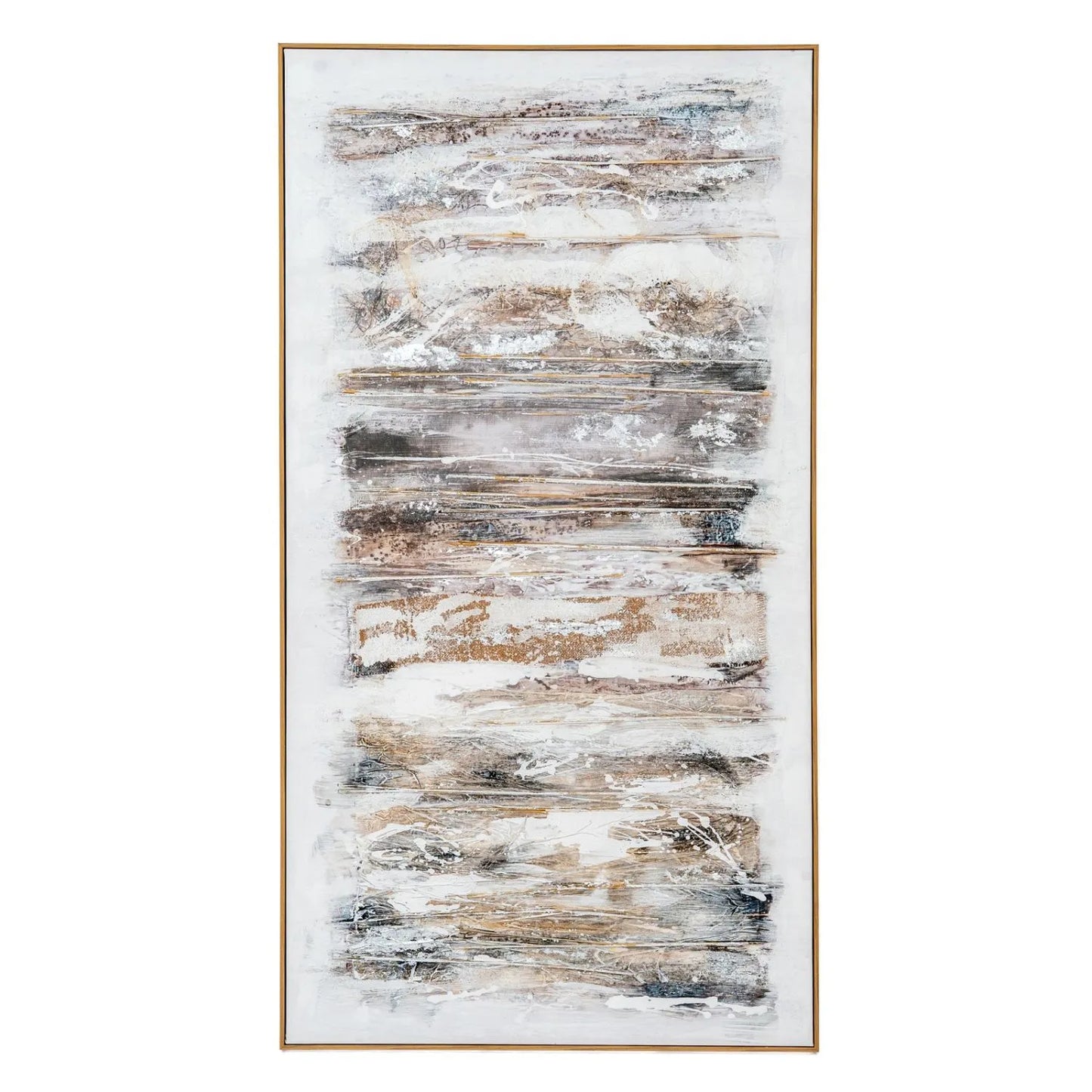 Large Neutral Brown Grey & White Textured Abstract Canvas Wall Art with Wooden Frame – Earthy Abstract Artwork 150x80x5cm | Click Style