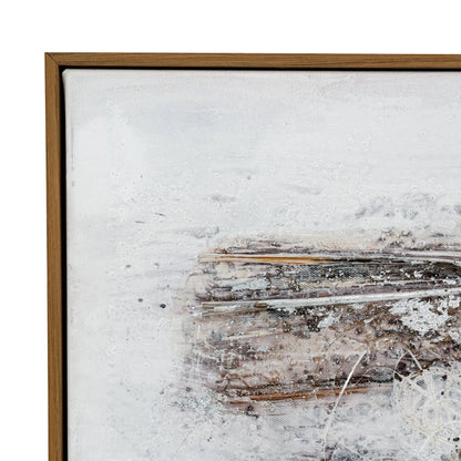 Large Neutral Brown Grey & White Textured Abstract Canvas Wall Art with Wooden Frame – Earthy Abstract Artwork 150x80x5cm | Click Style