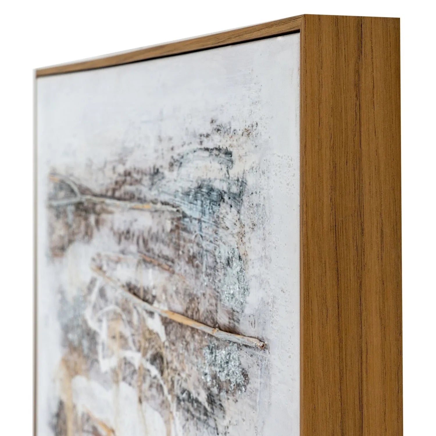 Large Neutral Brown Grey & White Textured Abstract Canvas Wall Art with Wooden Frame – Earthy Abstract Artwork 150x80x5cm | Click Style