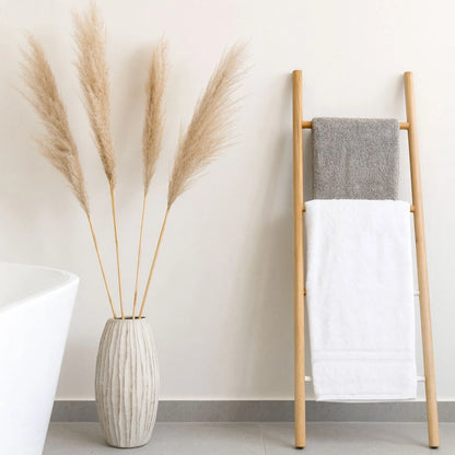 Large Neutral Grey & White-Washed Textured Ceramic Vase with Carved Vertical Detailing – Tall Decorative Floor Standing Vase 49x27x27cm | Click Style