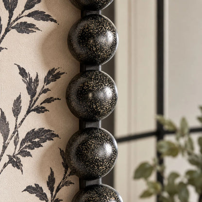 Large Round Black Bobbin Wall Mirror with Raised Bobbin Frame – 80cm Decorative Statement Mirror 80x80x5cm – Close-Up of Black Bobbin Frame Detail | Click Style