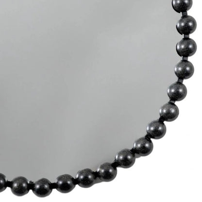 Large Round Black Bobbin Wall Mirror with Raised Bobbin Frame – 80cm Decorative Statement Mirror 80x80x5cm – Close-Up of Lower Curved Bobbin Frame | Click Style