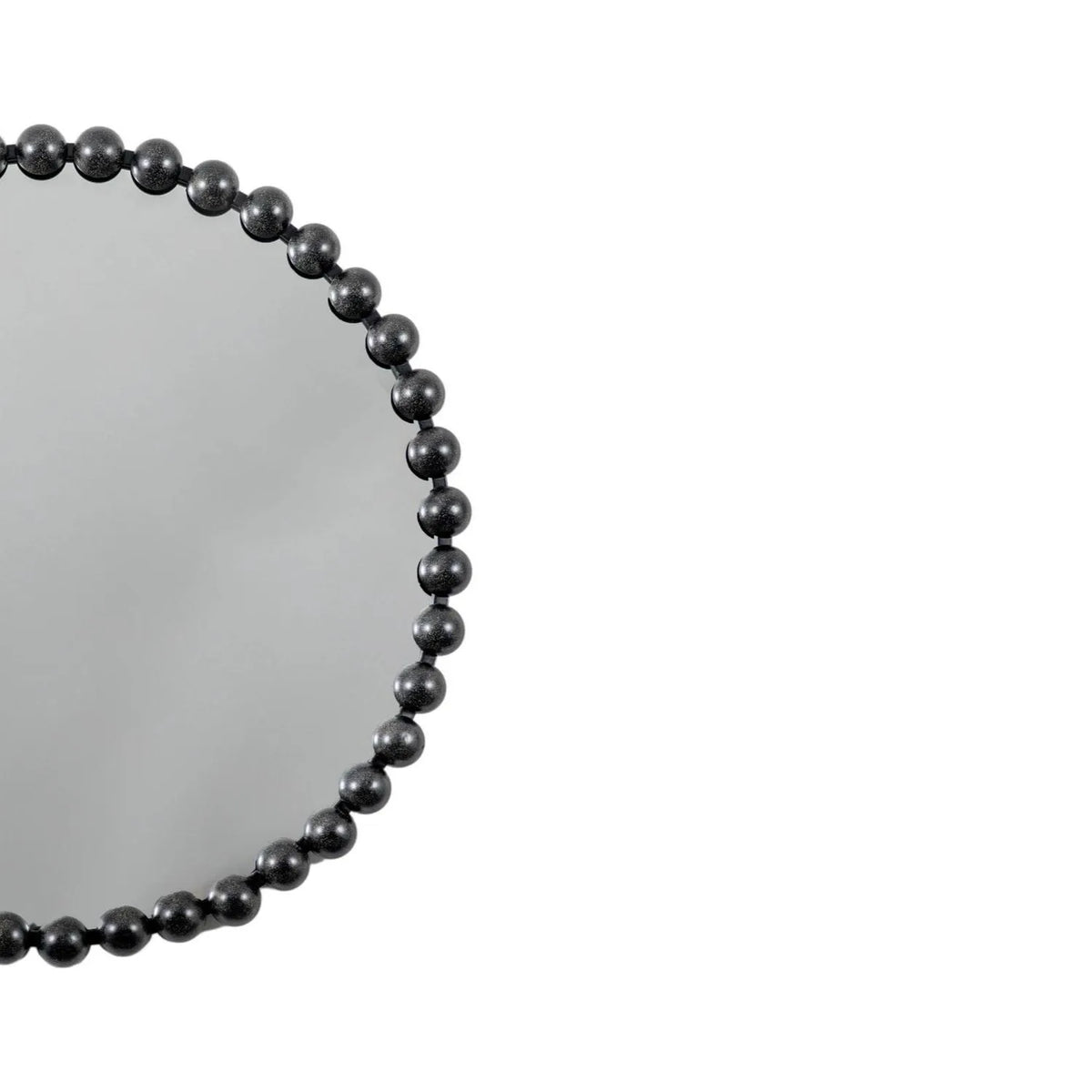 Large Round Black Bobbin Wall Mirror with Raised Bobbin Frame – 80cm Decorative Statement Mirror 80x80x5cm – Upper Frame & Raised Bobbin Detail | Click Style