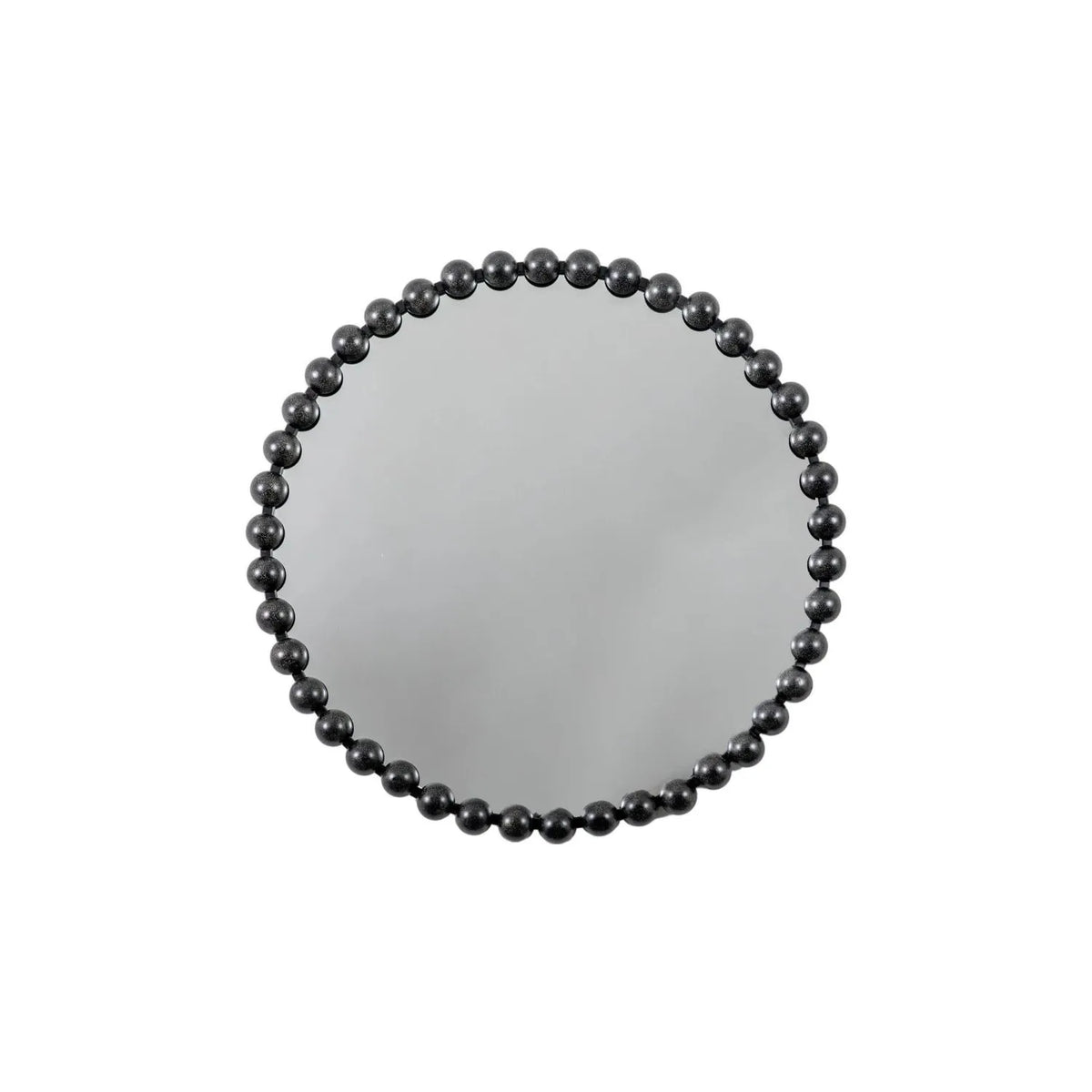 Large Round Black Bobbin Wall Mirror with Raised Bobbin Frame – 80cm Decorative Statement Mirror 80x80x5cm – Full Front View | Click Style