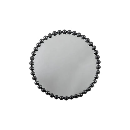 Large Round Black Bobbin Wall Mirror with Raised Bobbin Frame – 80cm Decorative Statement Mirror 80x80x5cm – Full Front View | Click Style