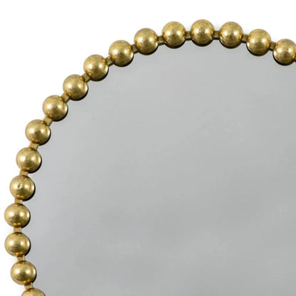 Large Round Gold Bobbin Wall Mirror with Raised Bobbin Frame – 80cm Decorative Statement Mirror 80x80x5cm – Upper Side Gold Bobbin Frame Detail | Click Style