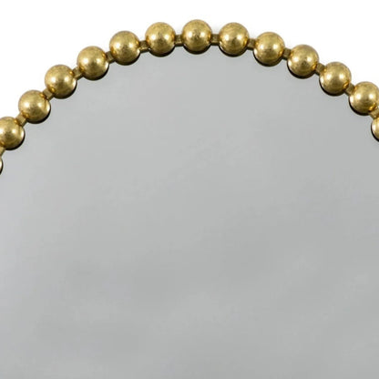 Large Round Gold Bobbin Wall Mirror with Raised Bobbin Frame – 80cm Decorative Statement Mirror 80x80x5cm – Upper Gold Bobbin Frame Close-Up | Click Style