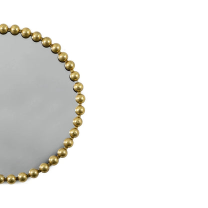 Large Round Gold Bobbin Wall Mirror with Raised Bobbin Frame – 80cm Decorative Statement Mirror 80x80x5cm – Curved Gold Bobbin Frame Detail | Click Style