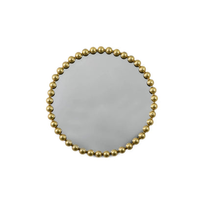 Large Round Gold Bobbin Wall Mirror with Raised Bobbin Frame – 80cm Decorative Statement Mirror 80x80x5cm – Full Front View | Click Style