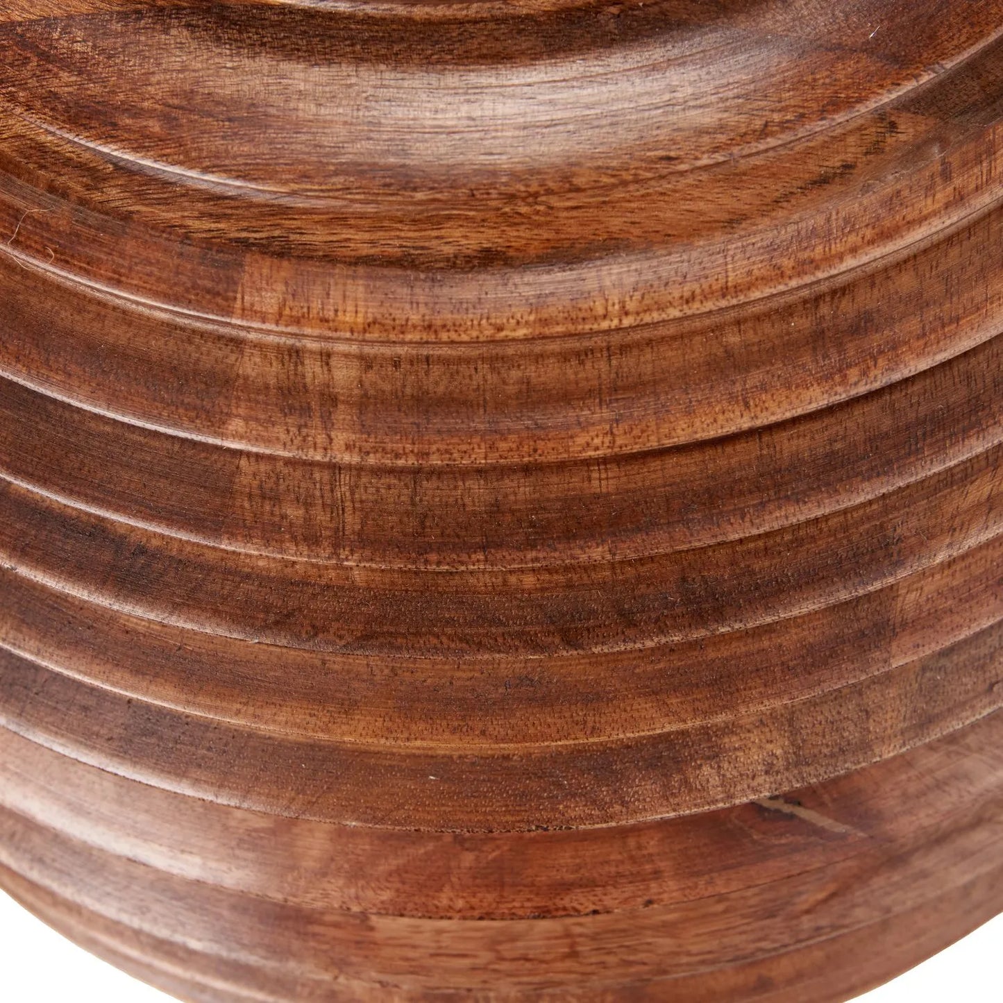 Large Rustic Brown-Washed Mango Wood Table Lamp Base with Hand-Turned Sculpted Tiers – Rounded Wooden Light Base 38x30x30cm - Click Style