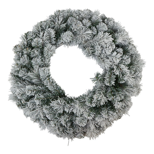 Large Snow Frosted Pine Wreath 60x60cm - Click Style