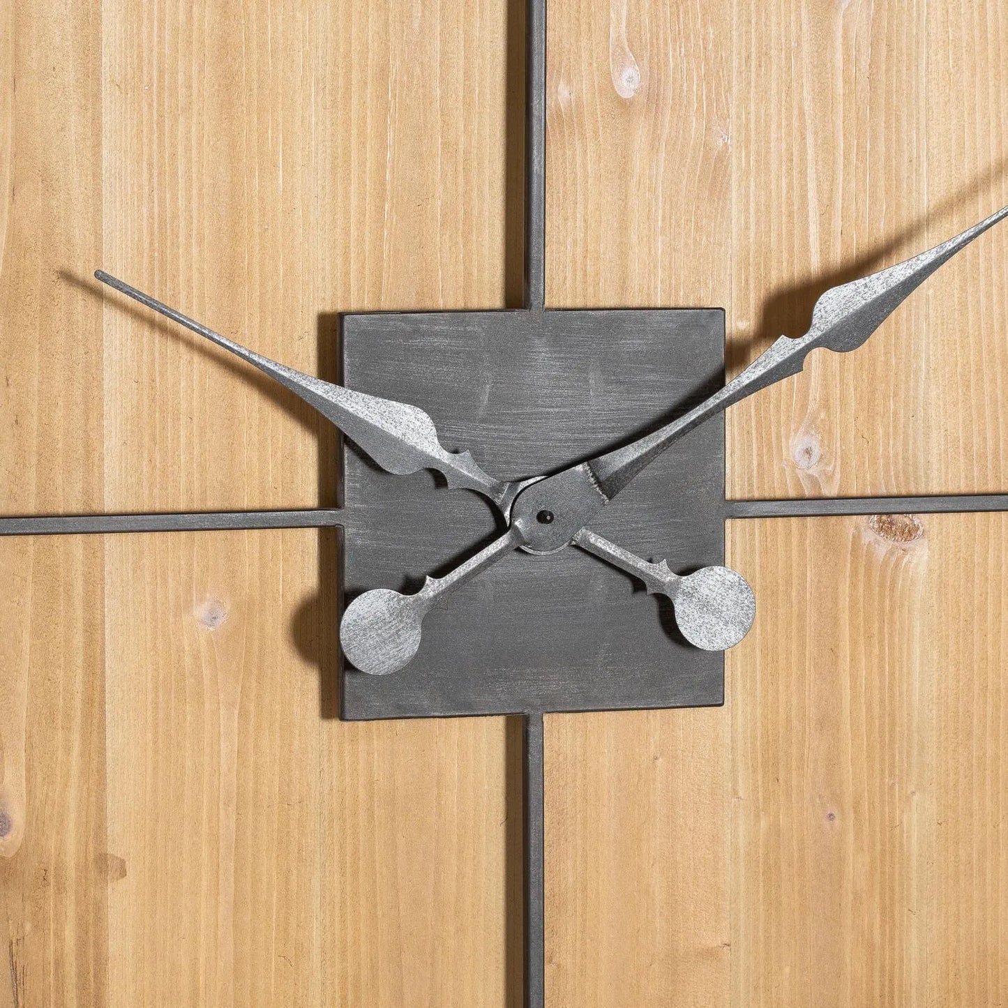 Large Square Wooden Wall Clock with Black Metal Roman Numerals & Hands 90x90x5cm - Click Style