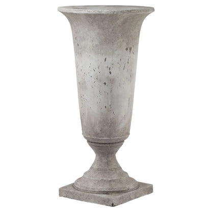 Large Stone-Coloured Ceramic Distressed Urn Vase – Decorative Stone-Effect Tall Pedestal Planter for Indoor Home Decor 82x41cm - Click Style