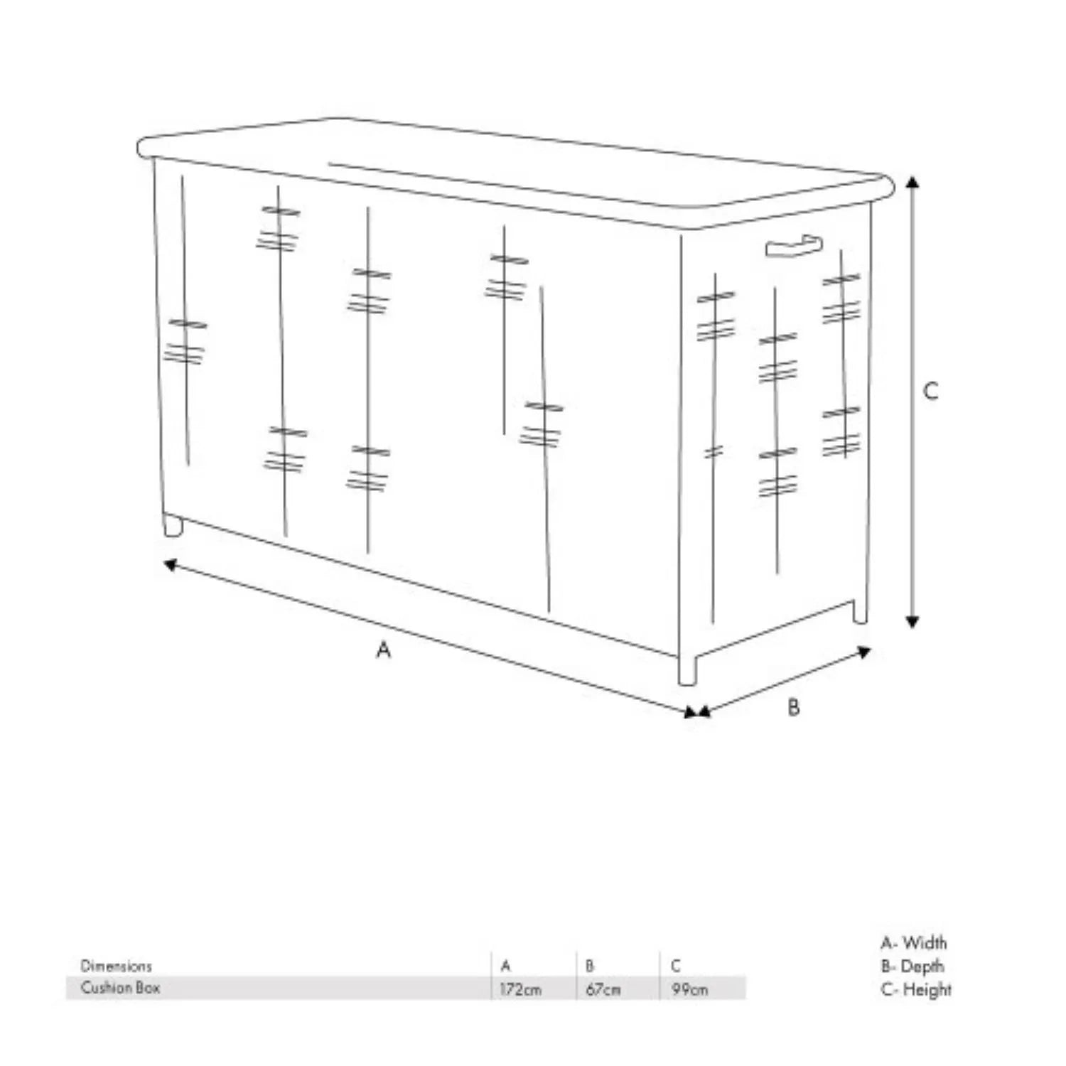 Large Slate Grey Rattan Effect Garden Cushion Storage Box 1000L Weatherproof Outdoor Cushion Storage Box with Gas Piston Assisted Lid, Wheels, Rustproof Aluminium Frame & PE Rattan Weave Dimensions | Click Style