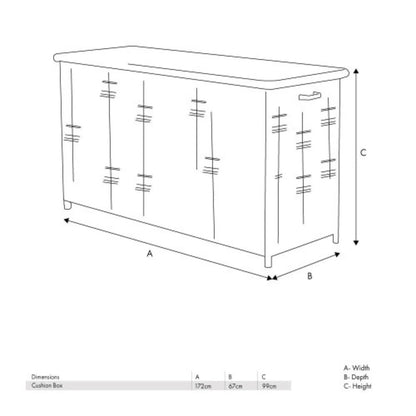 Large Slate Grey Rattan Effect Garden Cushion Storage Box 1000L Weatherproof Outdoor Cushion Storage Box with Gas Piston Assisted Lid, Wheels, Rustproof Aluminium Frame & PE Rattan Weave Dimensions | Click Style