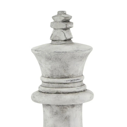 Large White Ceramic King Chess Piece Ornament – Weathered Stone-Effect Decorative Home Accent 28x16cm - Click Style