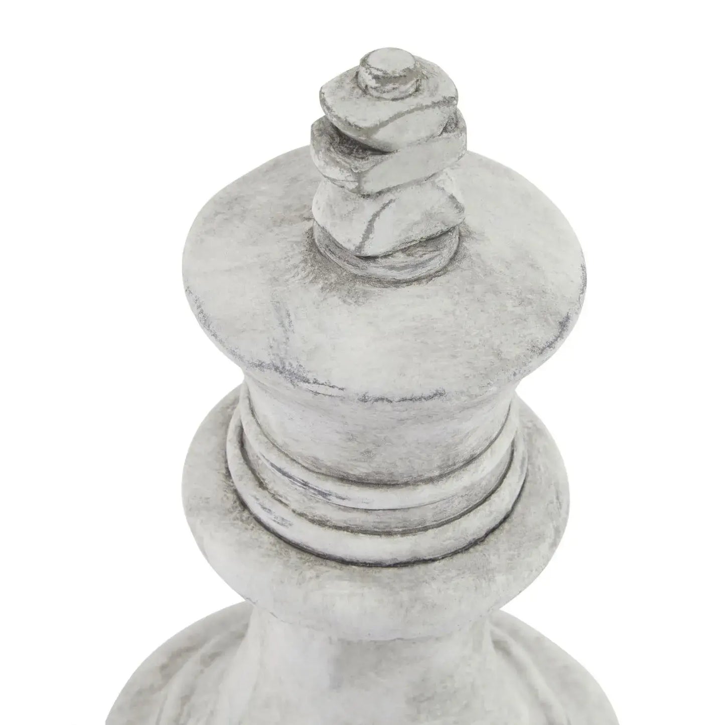 Large White Ceramic King Chess Piece Ornament – Weathered Stone-Effect Decorative Home Accent 28x16cm - Click Style