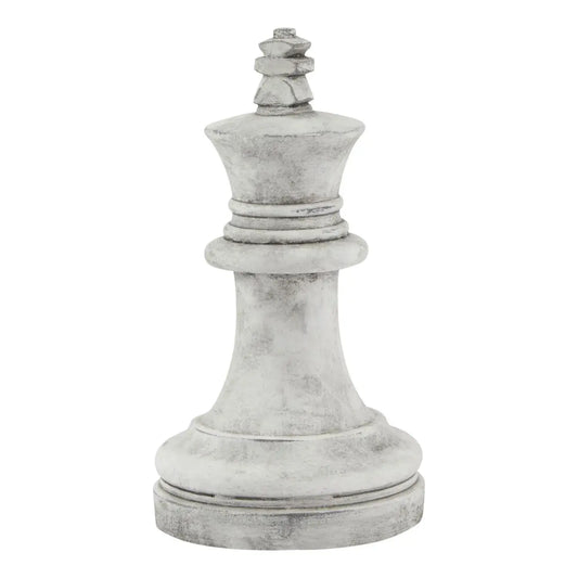 Large White Ceramic King Chess Piece Ornament – Weathered Stone-Effect Decorative Home Accent 28x16cm - Click Style