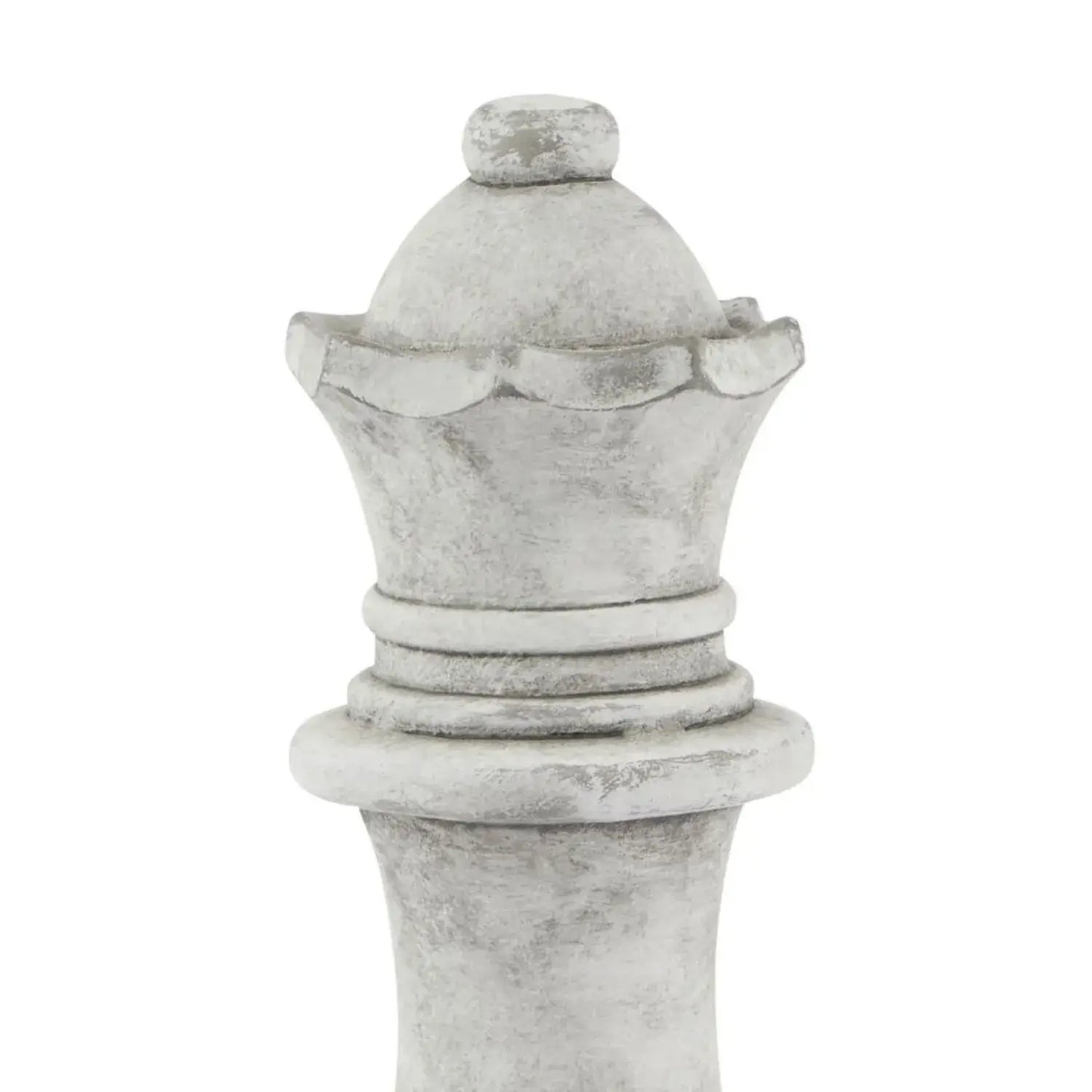 Large White Ceramic Queen Chess Piece Ornament – Weathered Stone-Effect Decorative Home Accent 29x16cm - Click Style