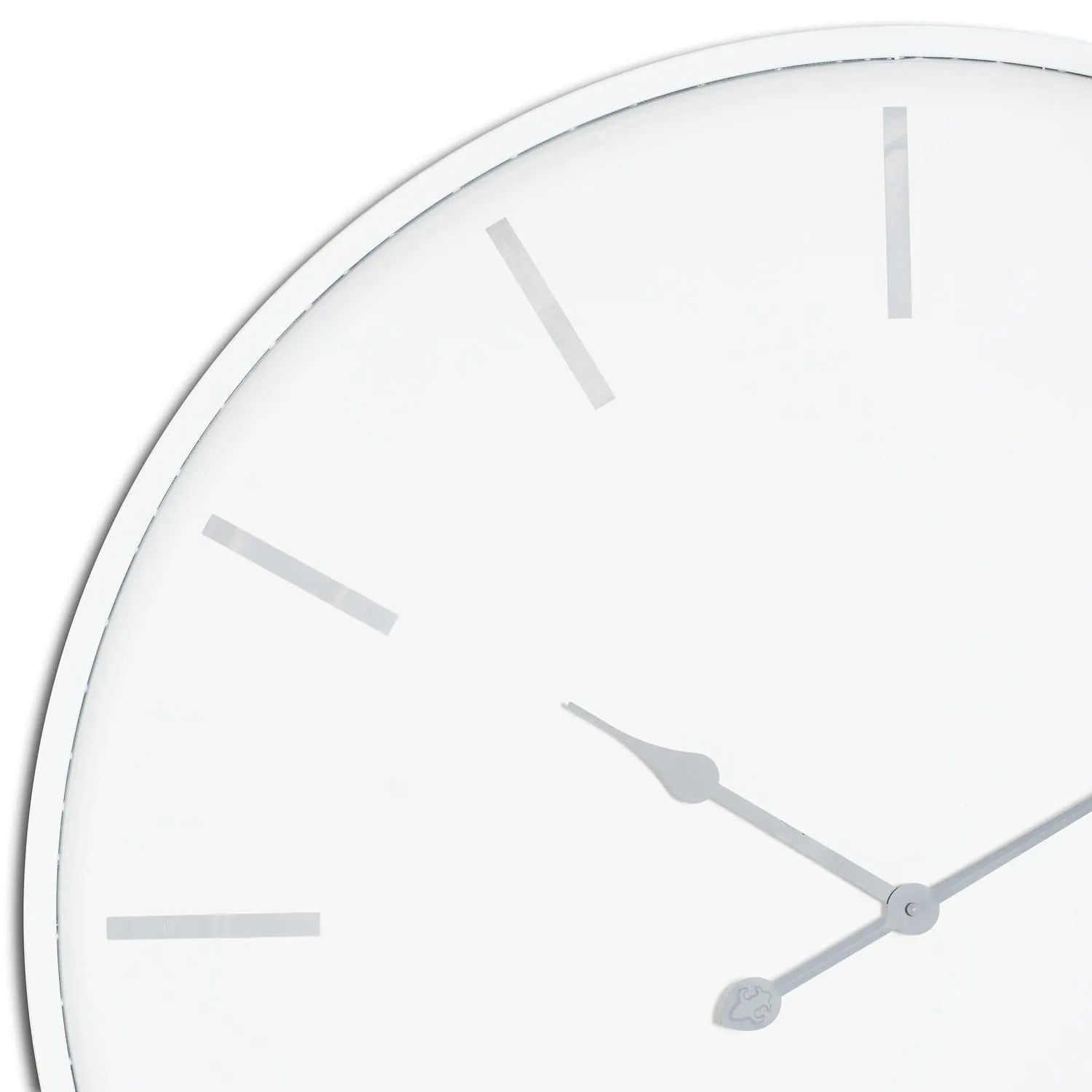 Large White Round Metal Wall Clock with Grey Baton Markers & Hands 80x5cm - Click Style