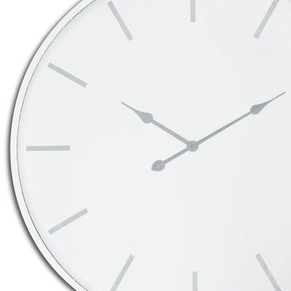 Large White Round Metal Wall Clock with Grey Baton Markers & Hands 80x5cm - Click Style