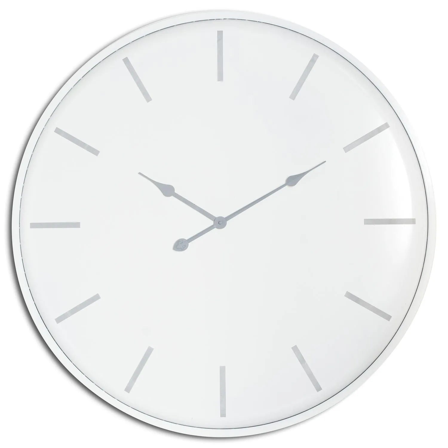 Large White Round Metal Wall Clock with Grey Baton Markers & Hands 80x5cm - Click Style