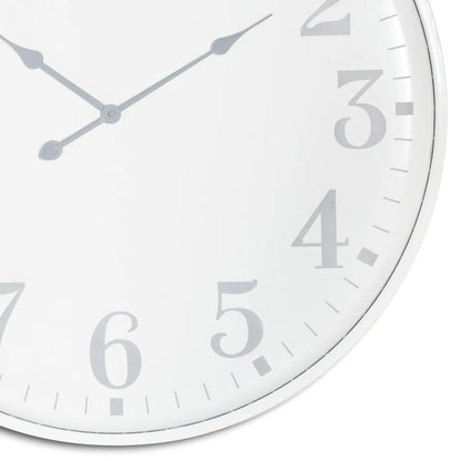 Large White Round Metal Wall Clock with Soft Grey Arabic Numerals & Hands 80x5cm - Click Style