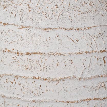 Large White Wash Fibrestone Floor Standing Vase with Ribbed Texture – Tall Distressed Stone-Effect Decorative Vase 49x38x38cm – Distressed White Wash Finish Close-Up | Click Style