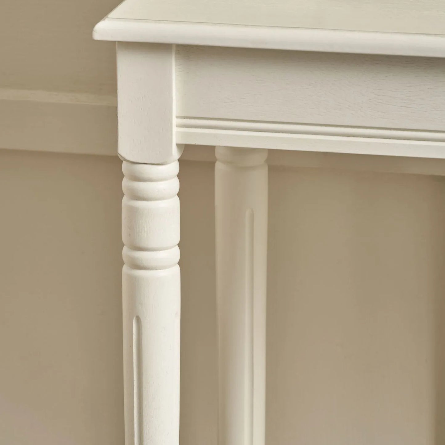 Large White Wooden Console Table with Shelf – Long 160cm Pine Hallway Console Table with Turned Legs & Lower Storage 80x160x40cm | Click Style