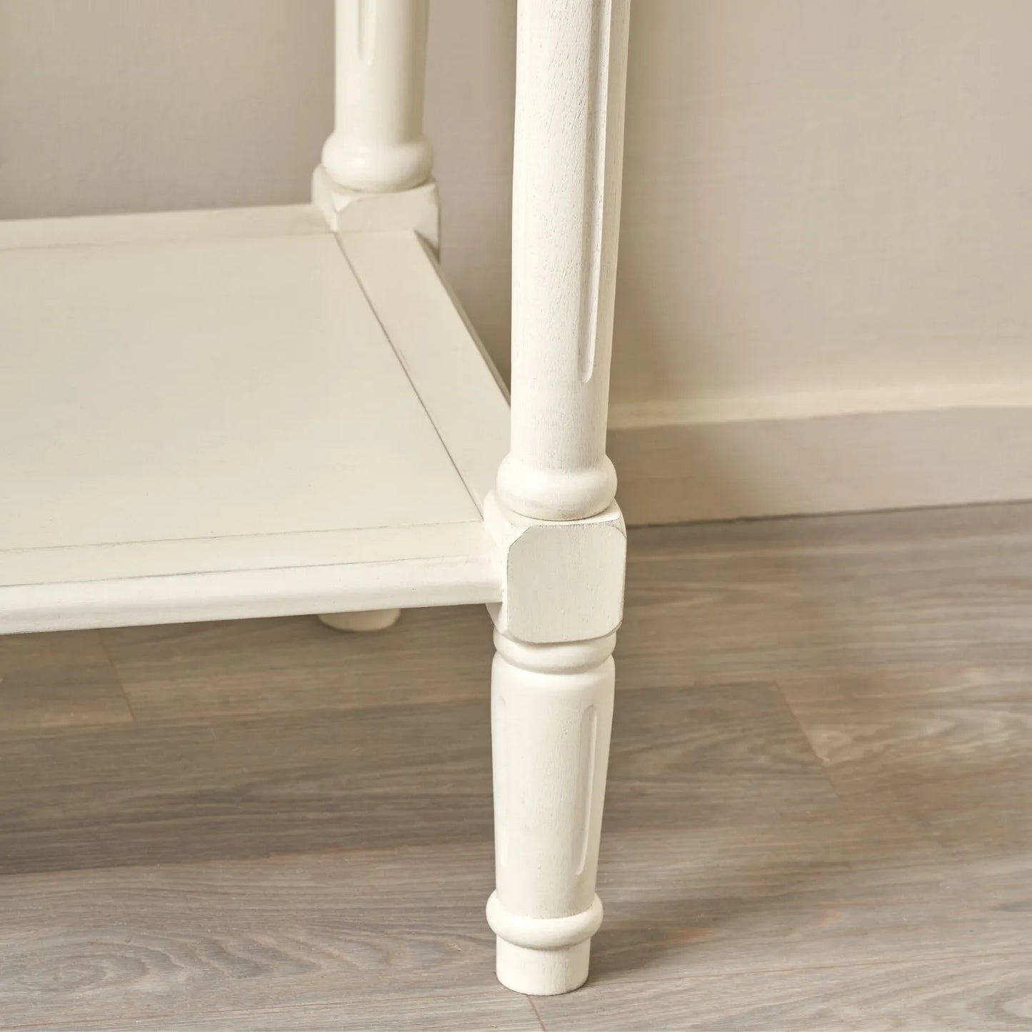 Large White Wooden Console Table with Shelf – Long 160cm Pine Hallway Console Table with Turned Legs & Lower Storage 80x160x40cm | Click Style