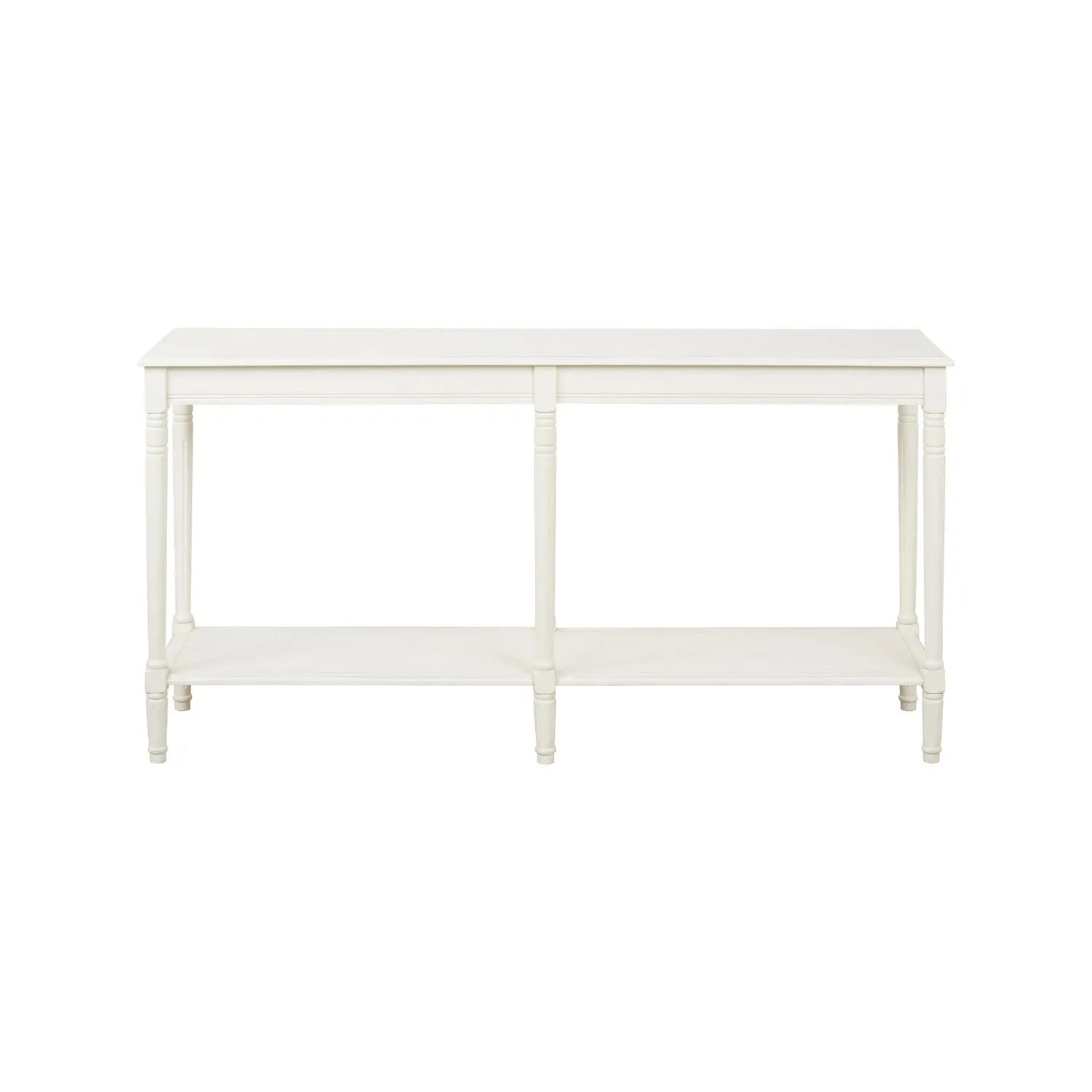 Large White Wooden Console Table with Shelf – Long 160cm Pine Hallway Console Table with Turned Legs & Lower Storage 80x160x40cm | Click Style